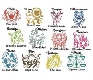 Stickserie - Zodiac Sternzeichenmotive Vollstick